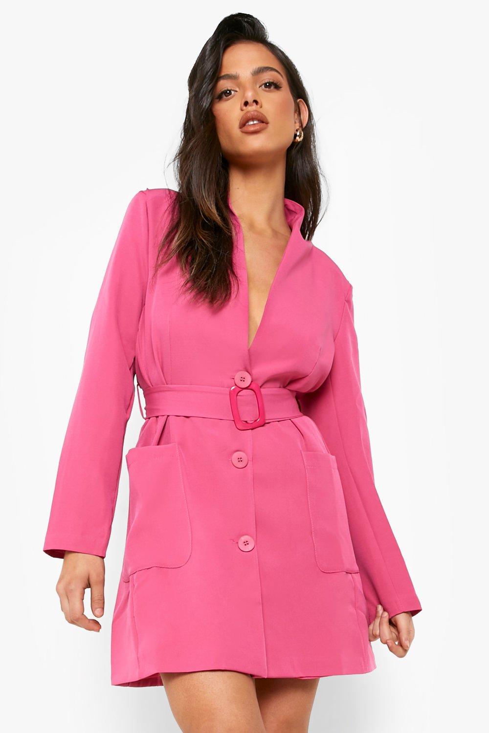 Boohoo pink blazer store dress