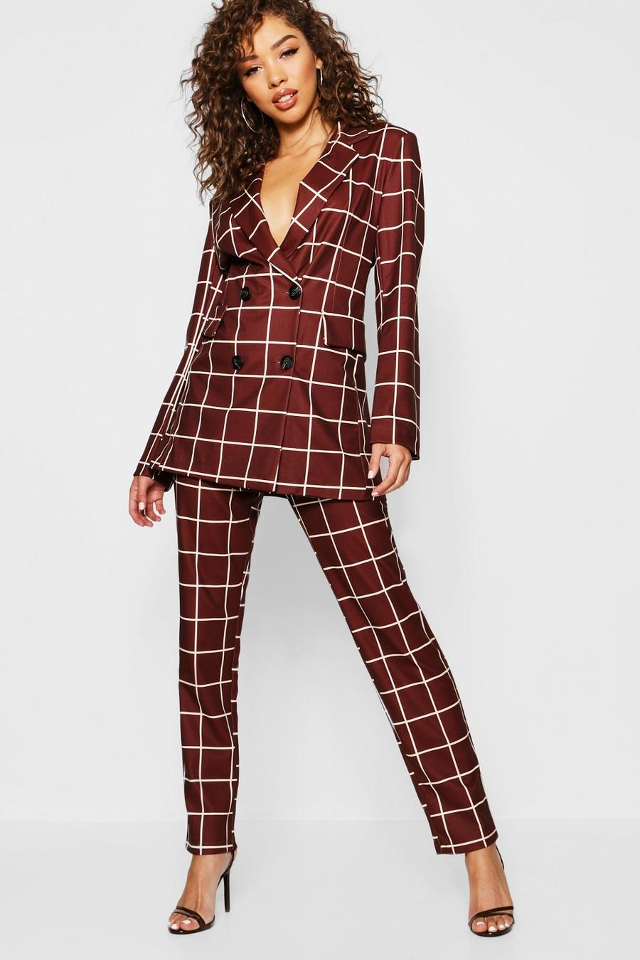 Brown Check Wide Leg Trouser image number 1