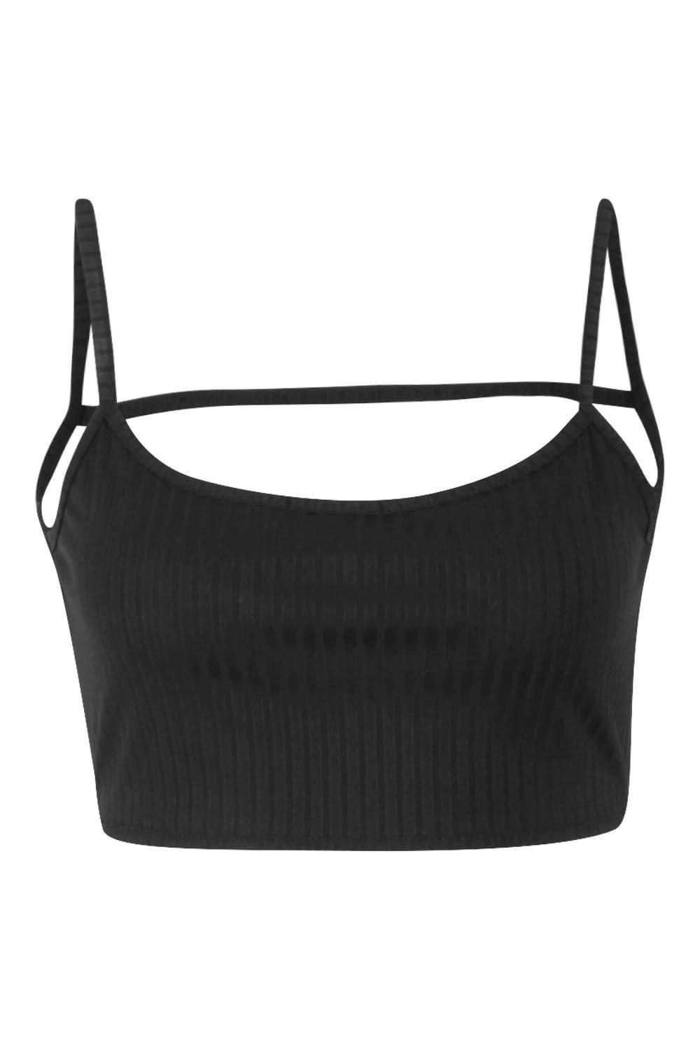white rib strappy back bralet