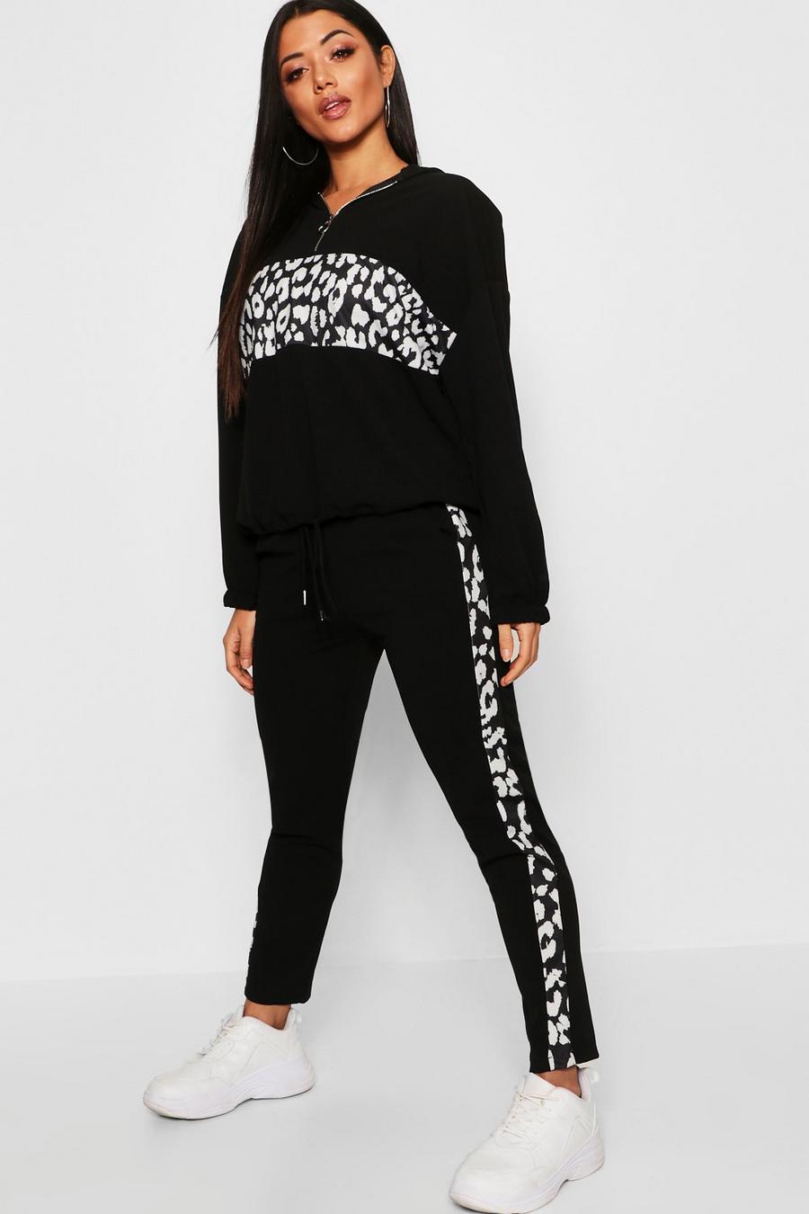 Leopard Print Panel Joggers image number 1