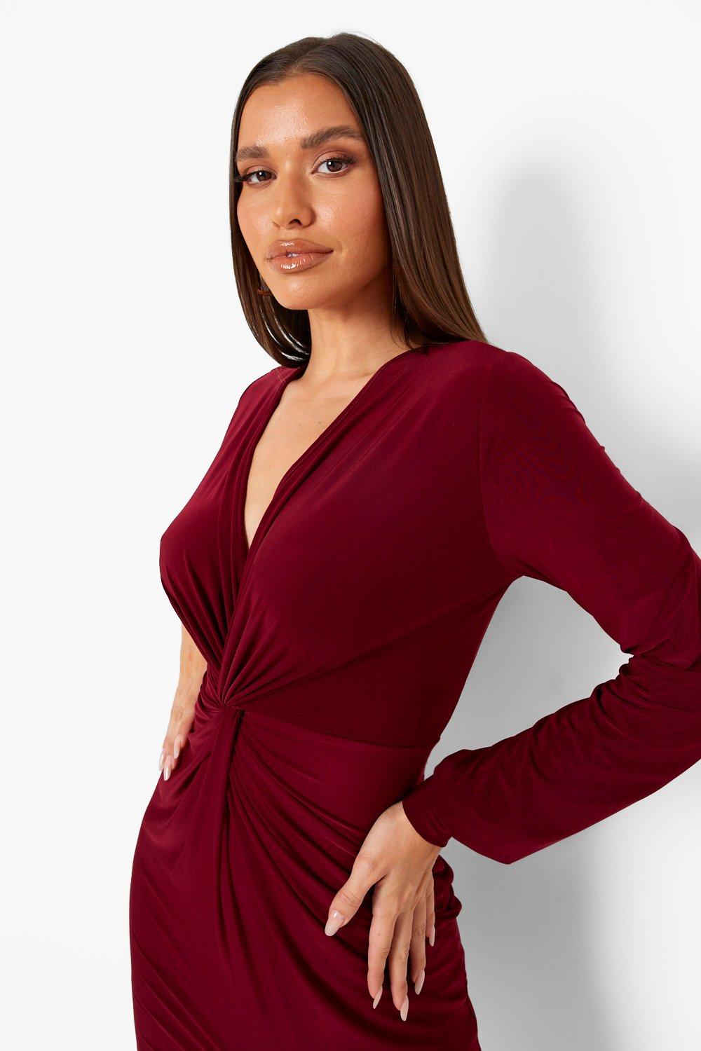 Disco Slinky Twist Front Wrap Dress ...