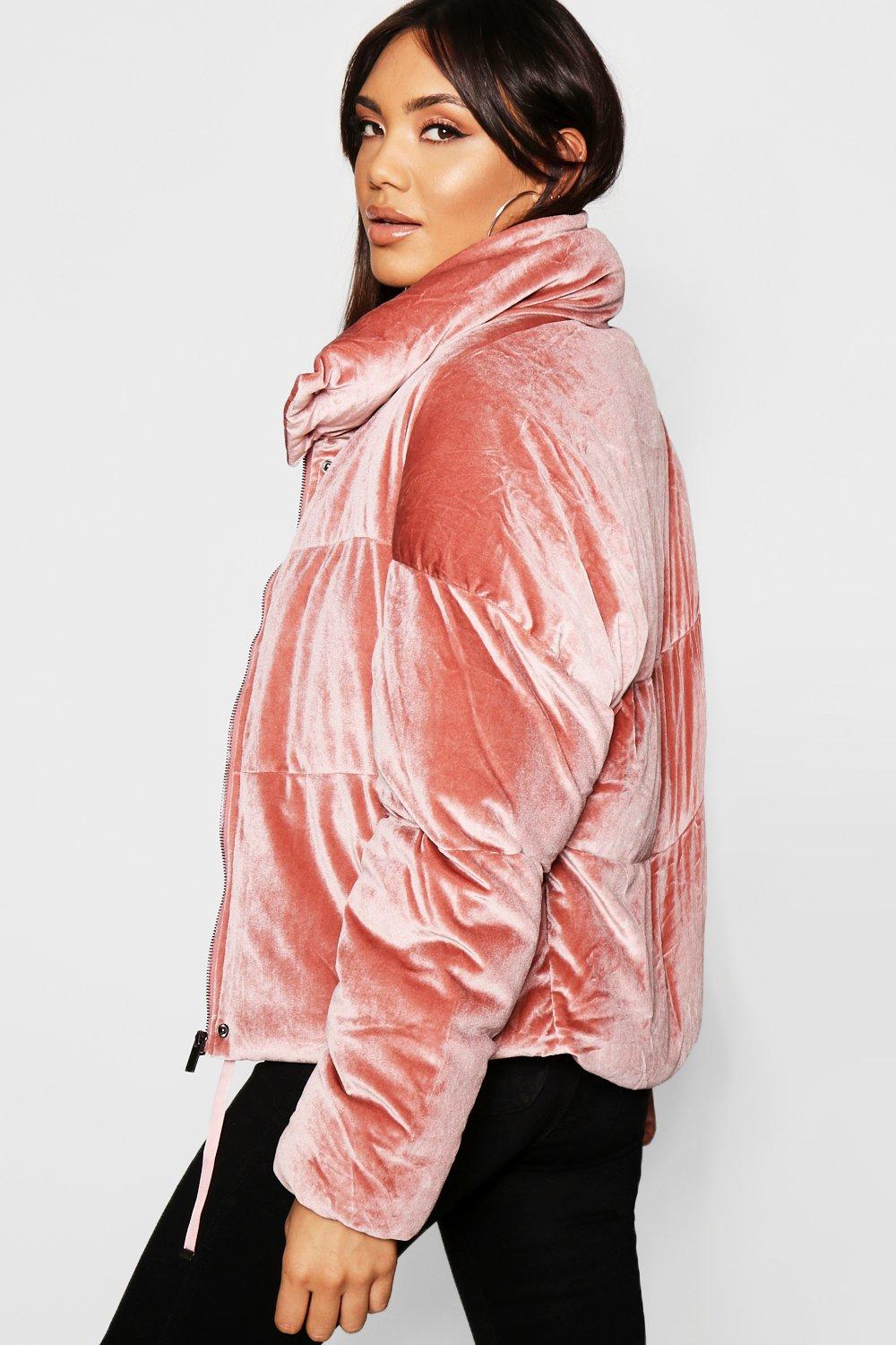 Velvet pink sales puffer jacket