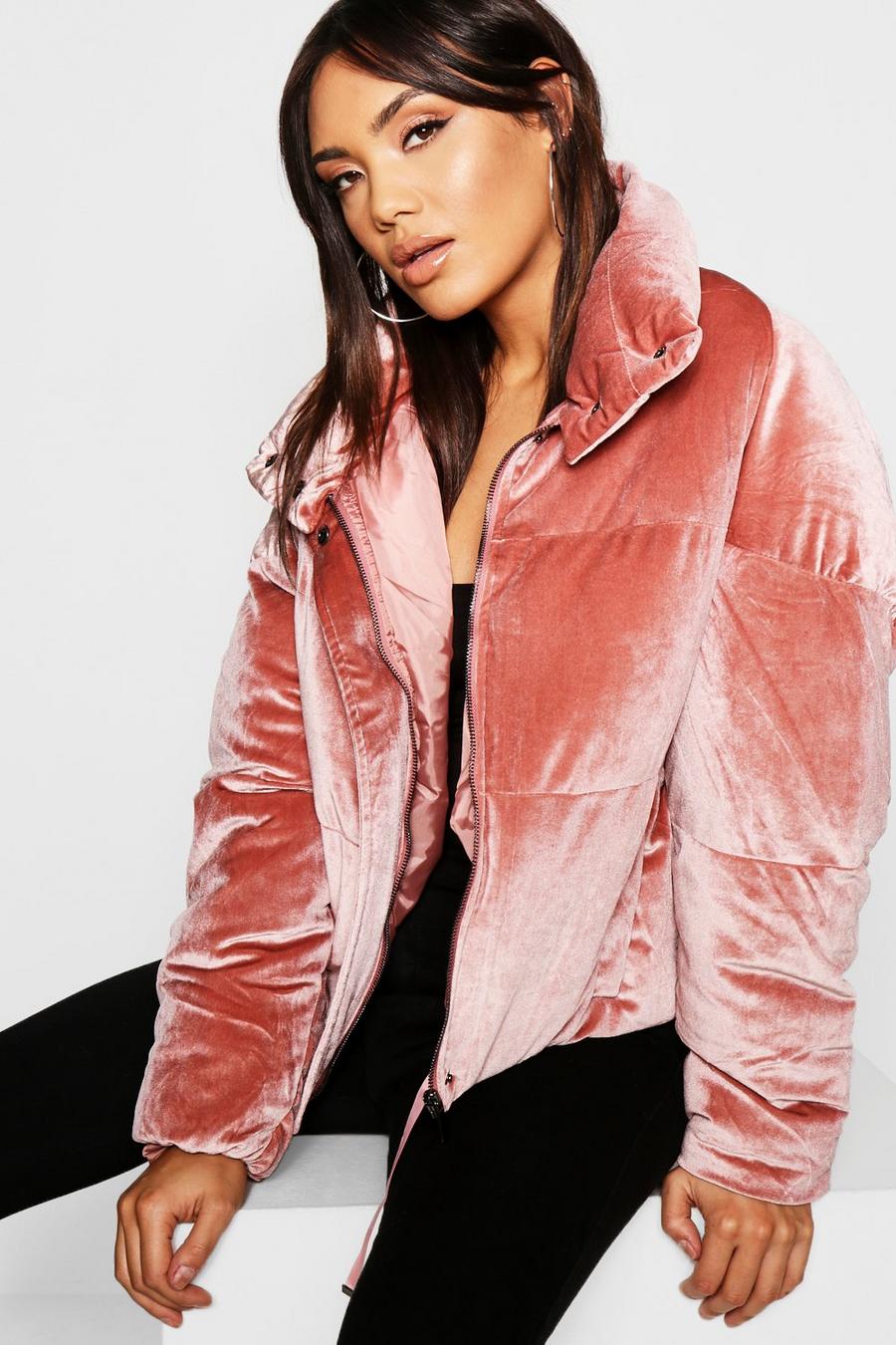 Velvet Puffer Jacket, Pink image number 1