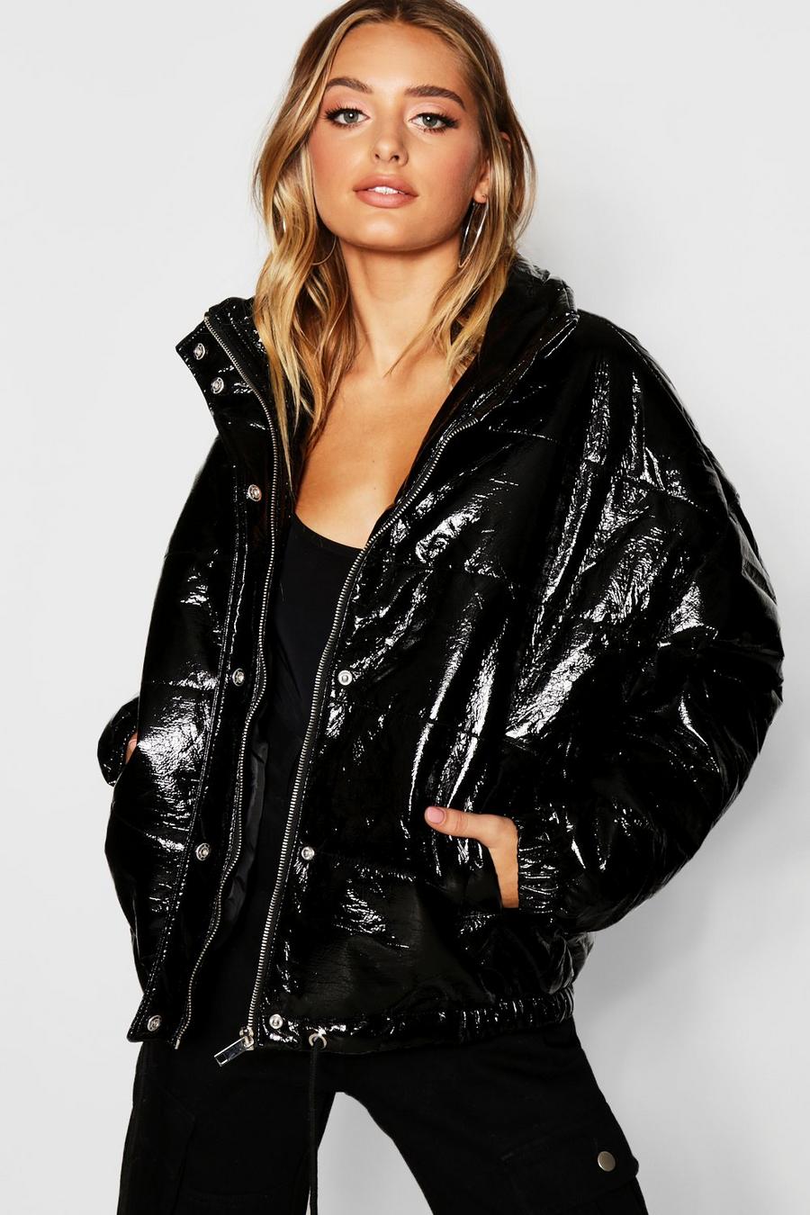 Black Patent Padded Jacket