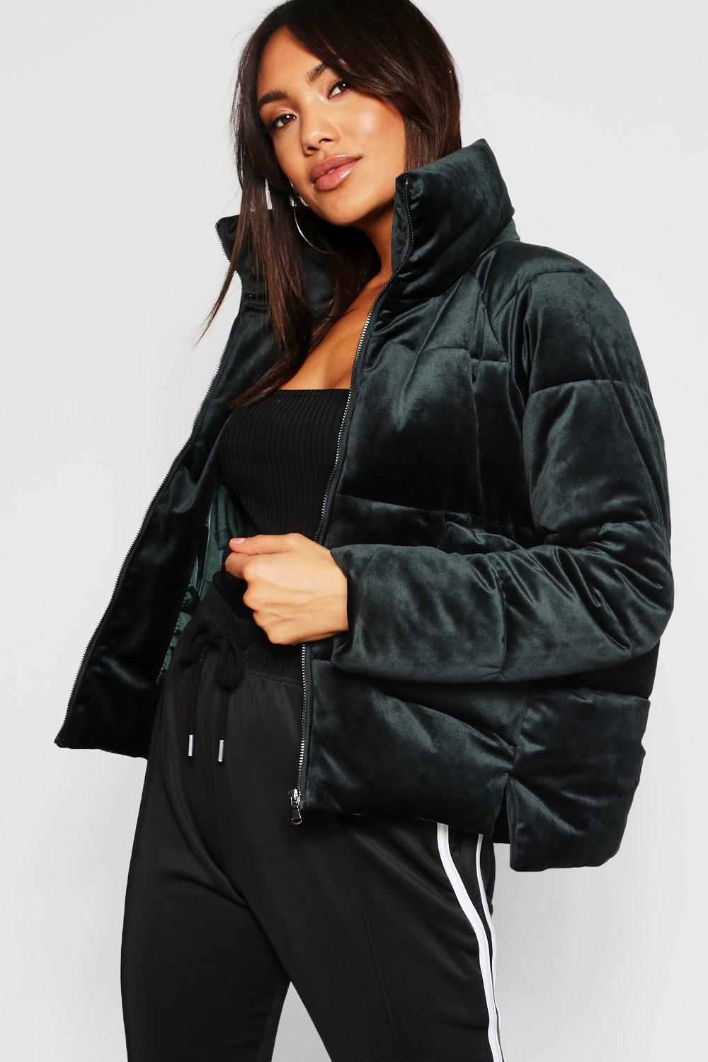 Boohoo velvet 2025 puffer jacket