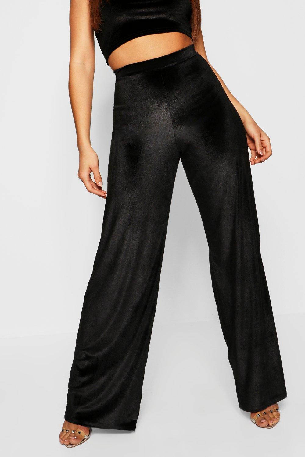 boohoo Plus Wide Leg Velvet Pants