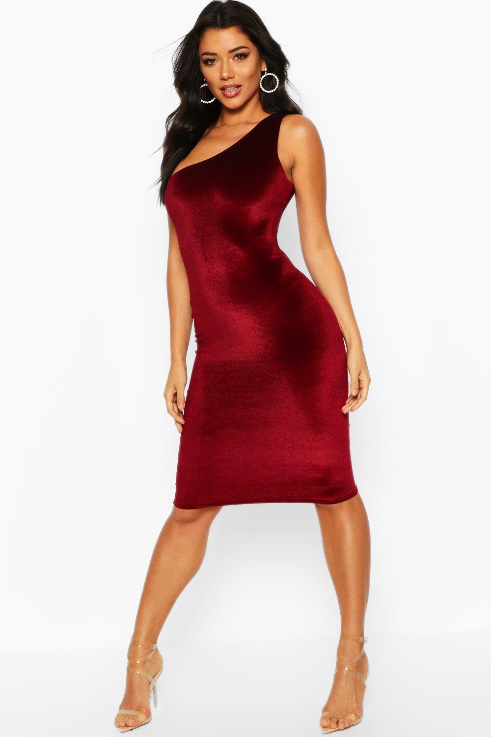 boohoo one shoulder midi dress