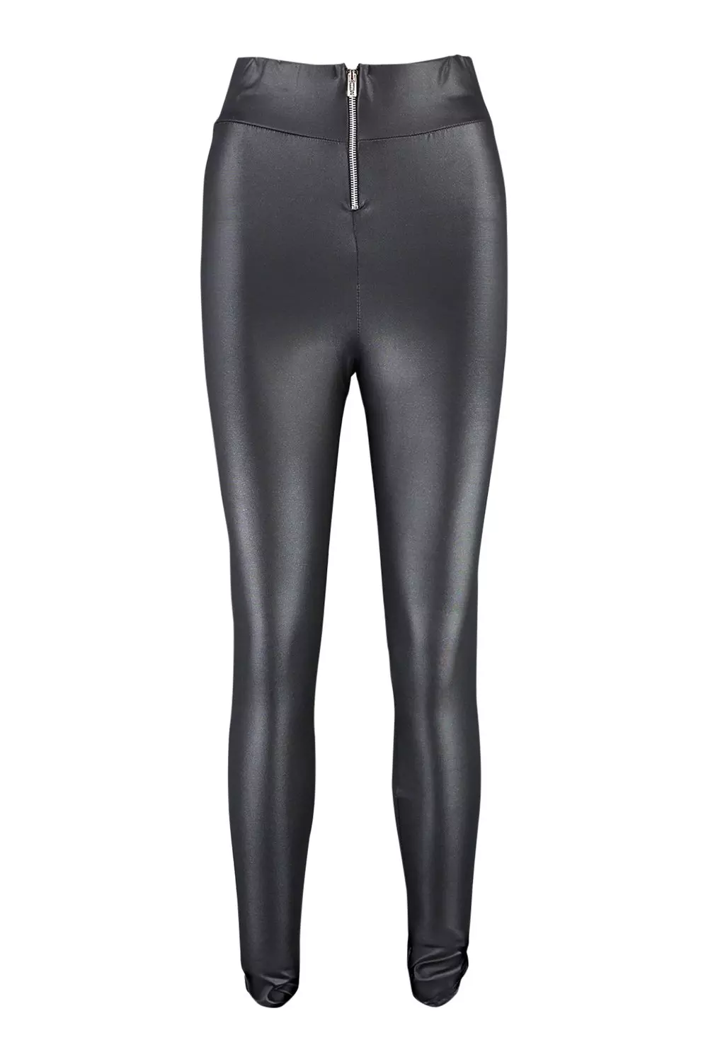 Black Zip Front Wet Look Leggings alternative image