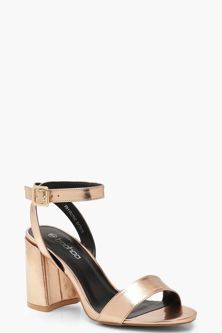 Rose gold metallic Chunky Block Barley There Heels