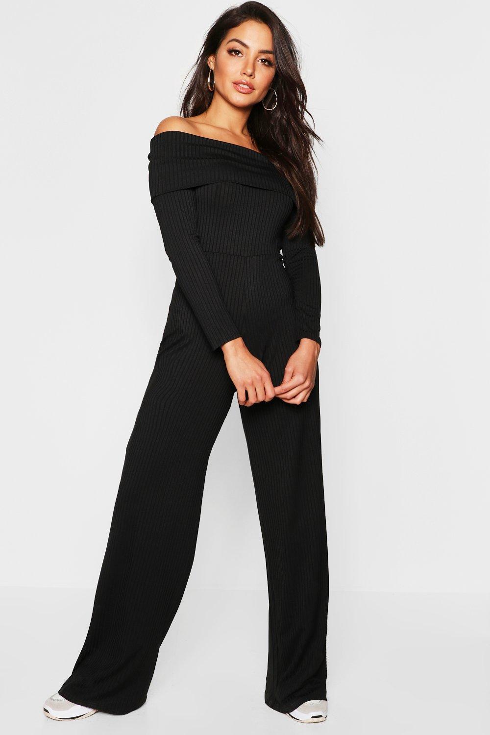 black ribbed jumpsuit