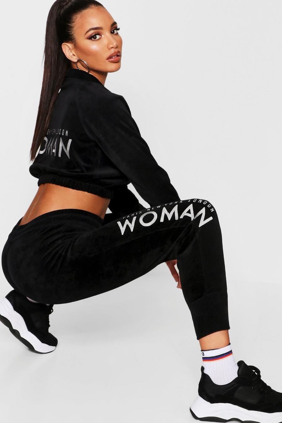 Velour Woman Embroidered Jogger image number 1