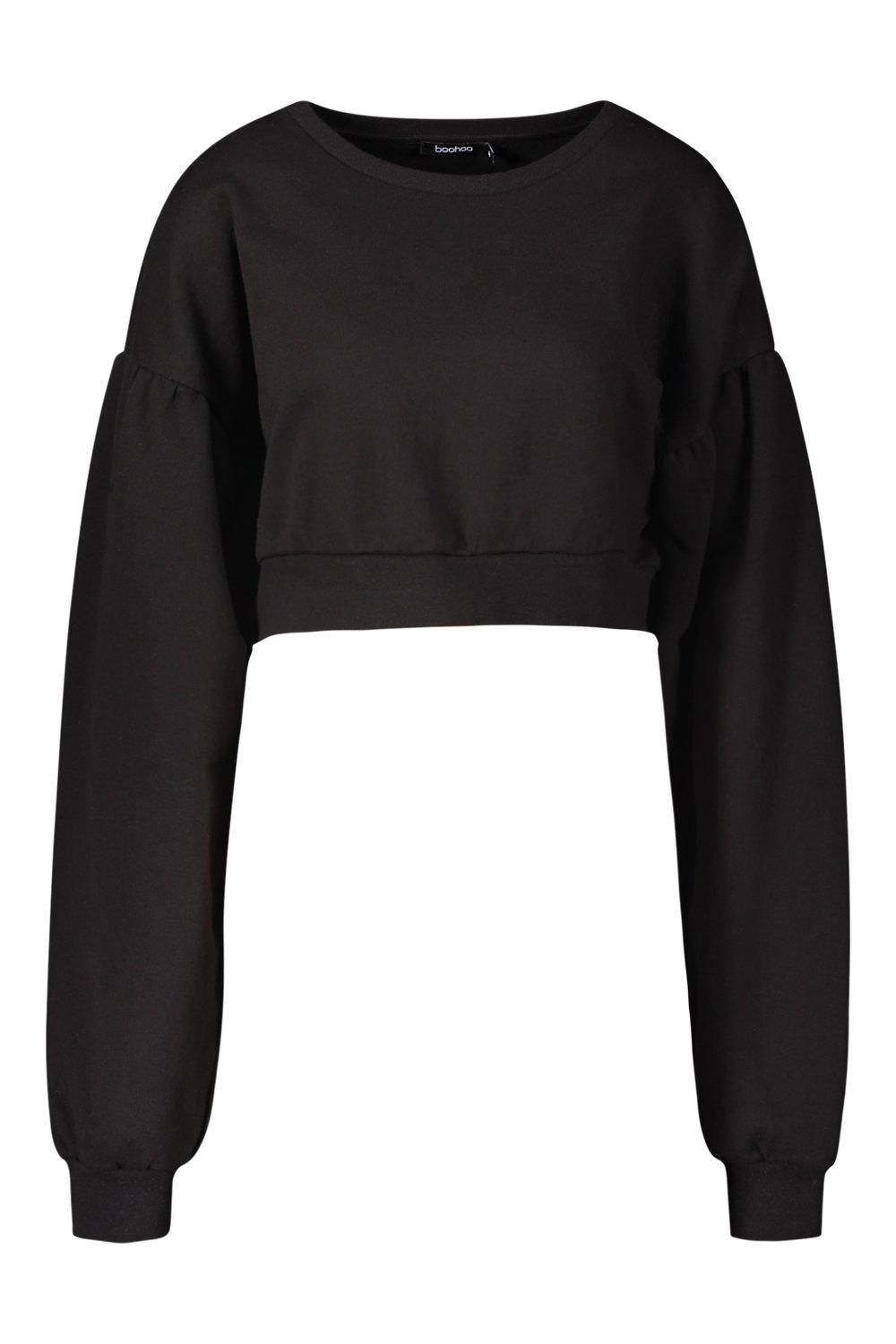 Balloon Sleeve Crop Sweatshirt | boohoo USA
