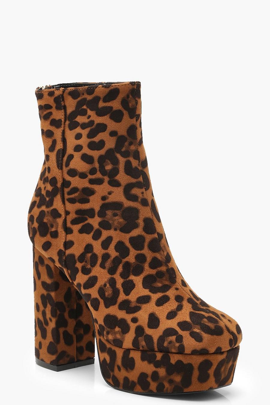 Ankle Boots mit Leopardenmuster und Plateausohle, Leopard image number 1