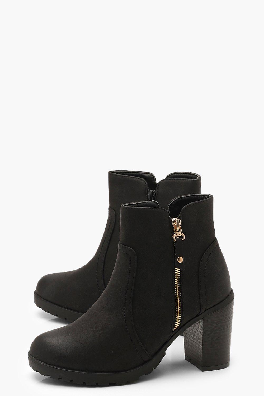 Zip Trim Heeled Chelsea Boots
