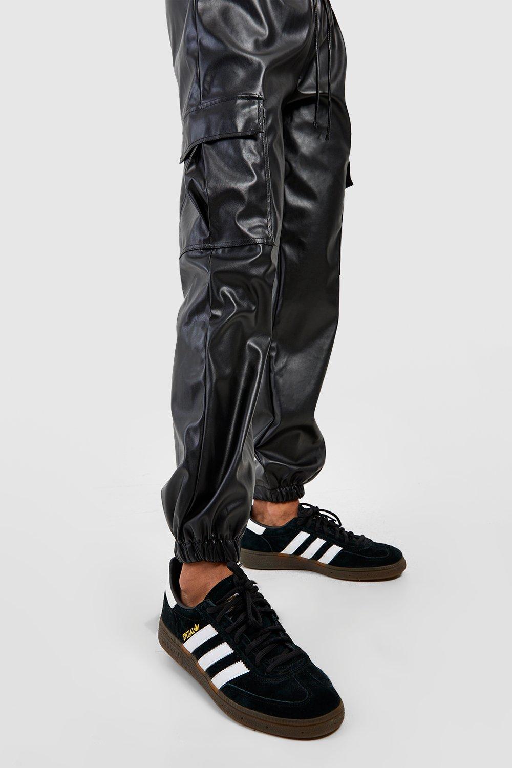 Faux Leather Cargo Pocket Joggers boohoo CA