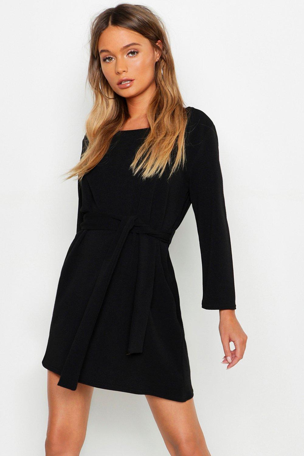 boohoo black tie dress