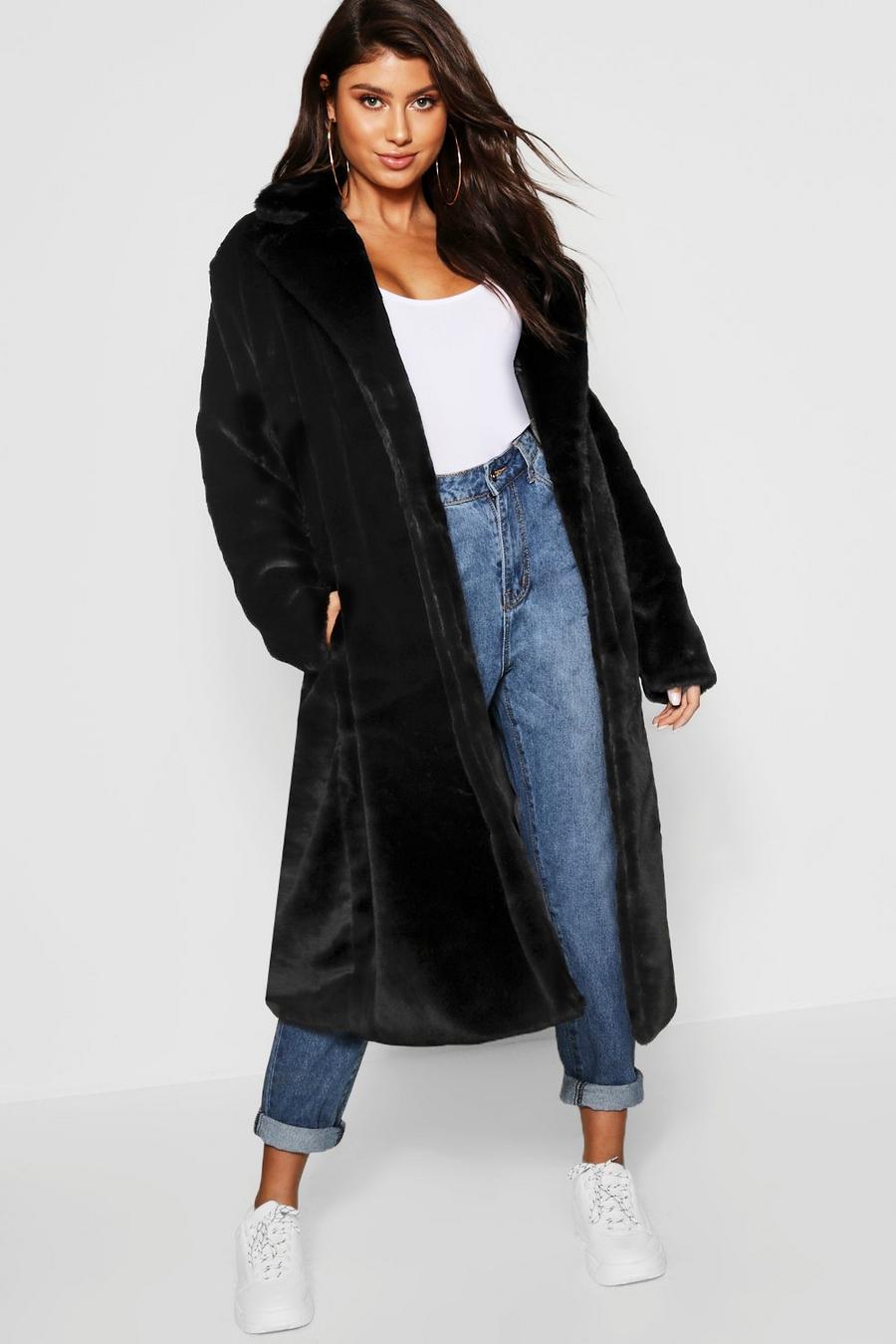 Longline Belted Faux Fur Coat | boohoo