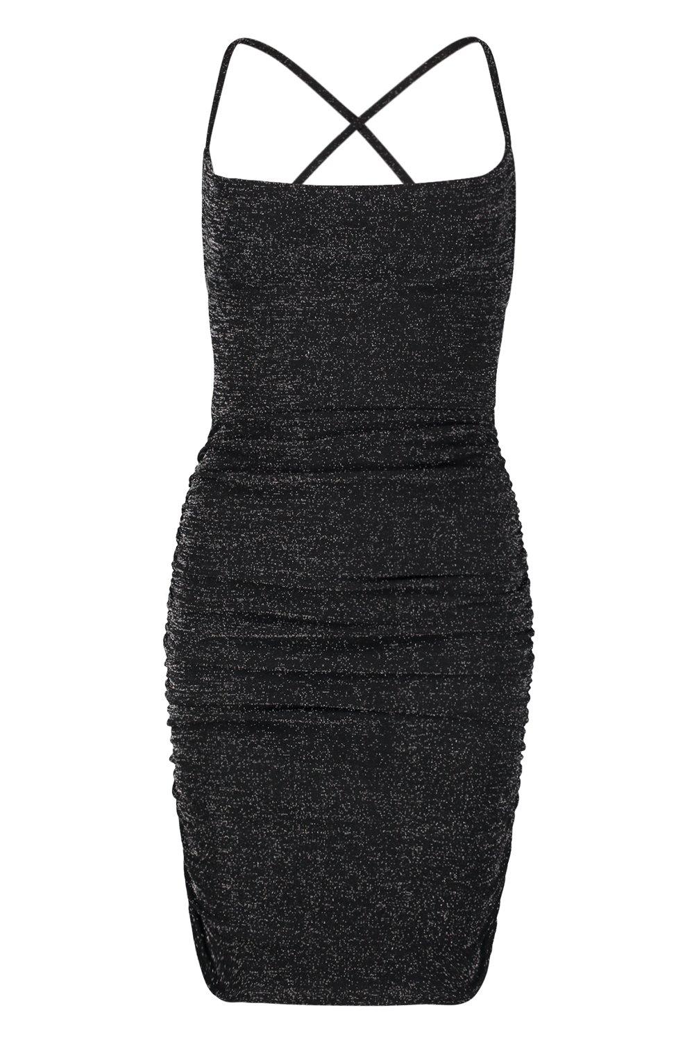 boohoo black glitter dress