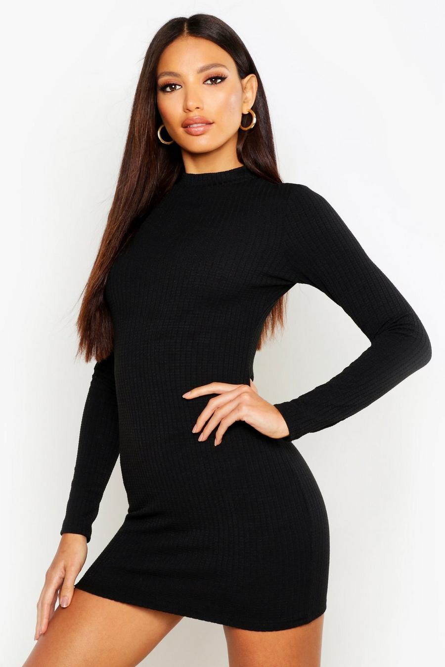 High Neck Knitted Rib Mini Dress image number 1