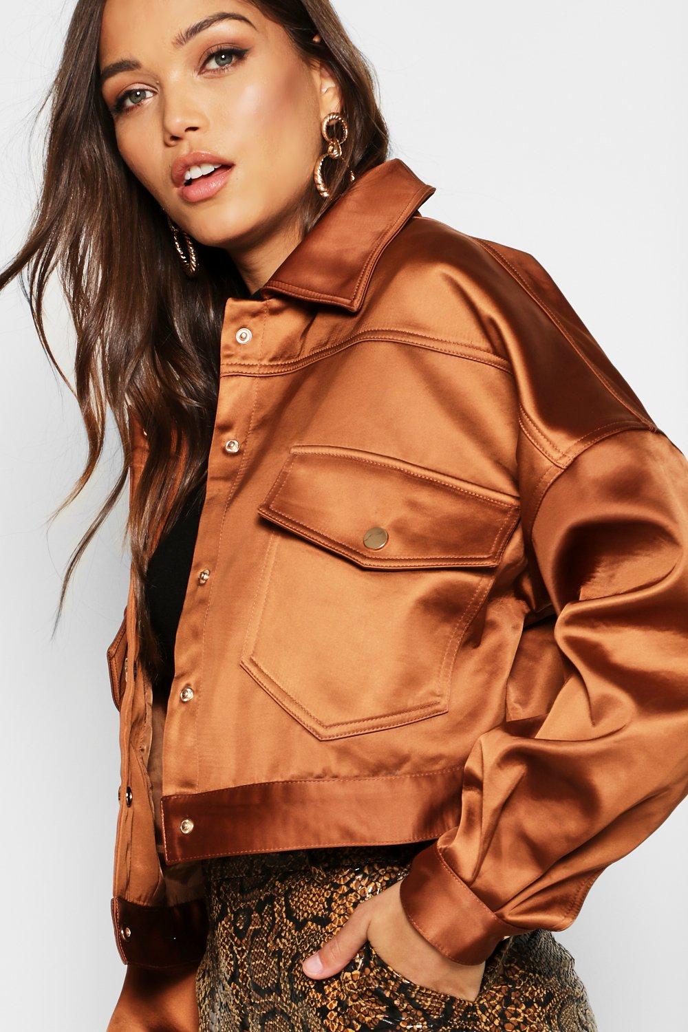 Satin store trucker jacket