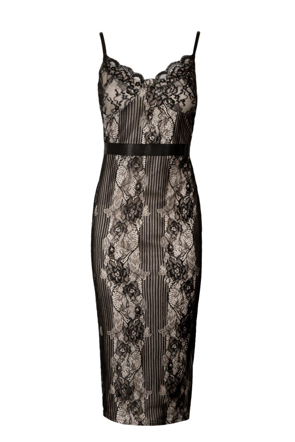 Boohoo boutique eyelash lace midi outlet dress