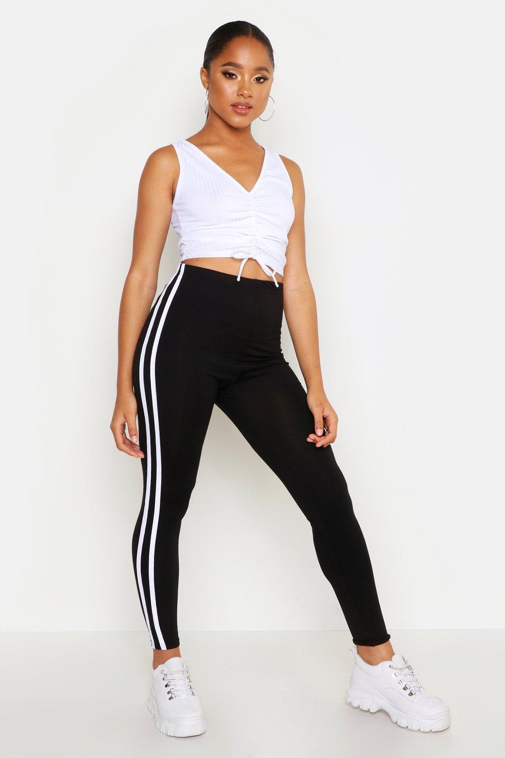 Black and white striped athletic cheap leggings