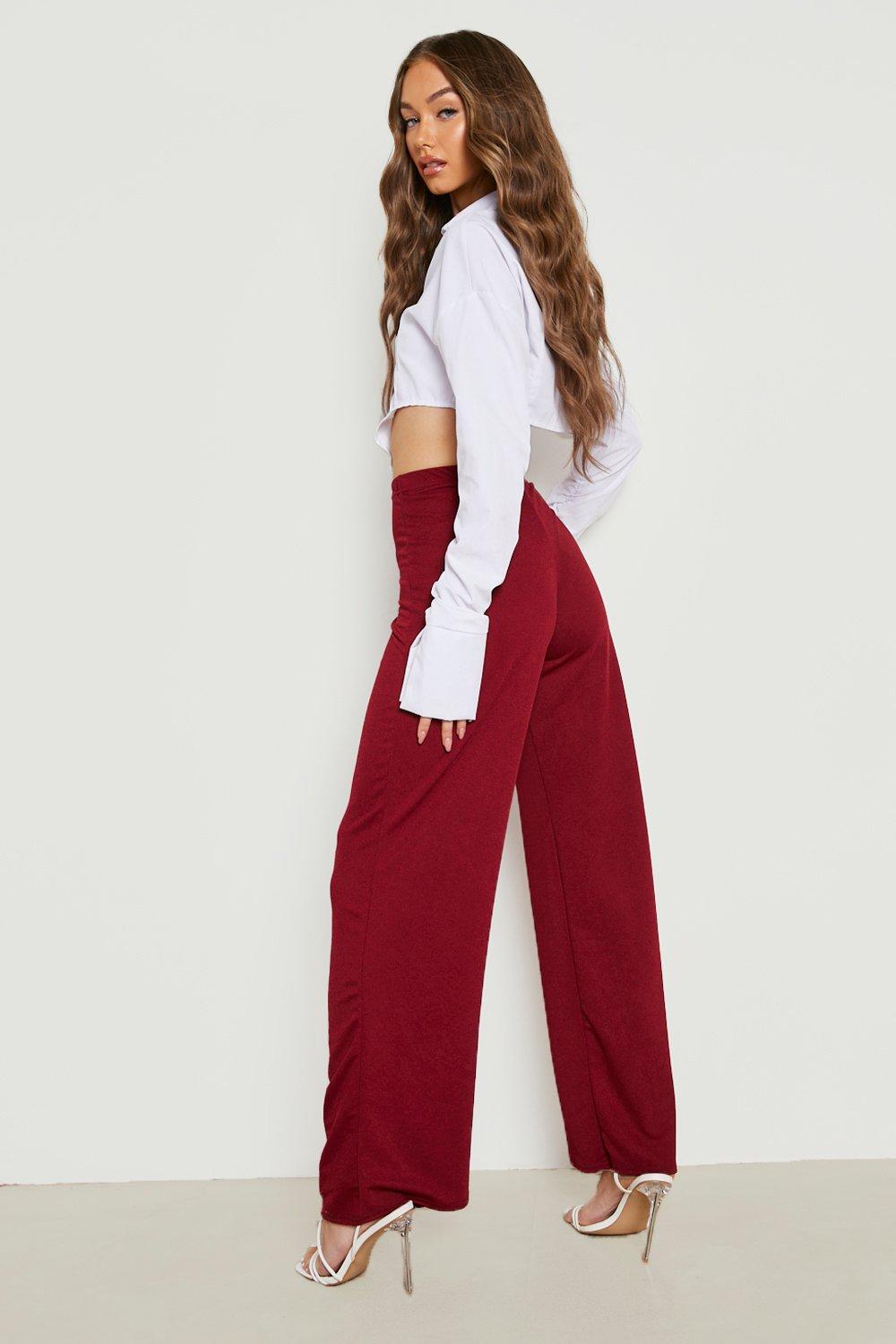 Basics High Waisted Crepe Wide Leg Pants