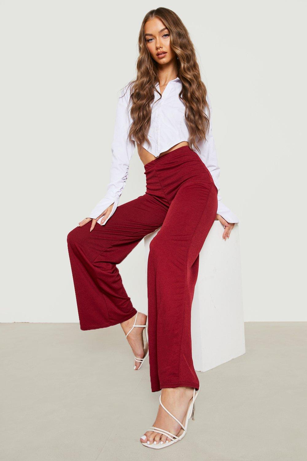 Dusty Pink Crepe High Waisted Wide Leg Trousers