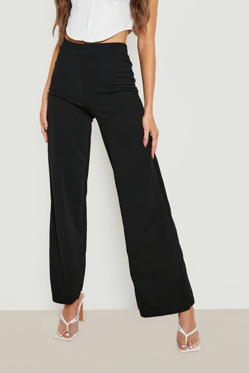 High Waisted Crepe Wide Leg Trousers