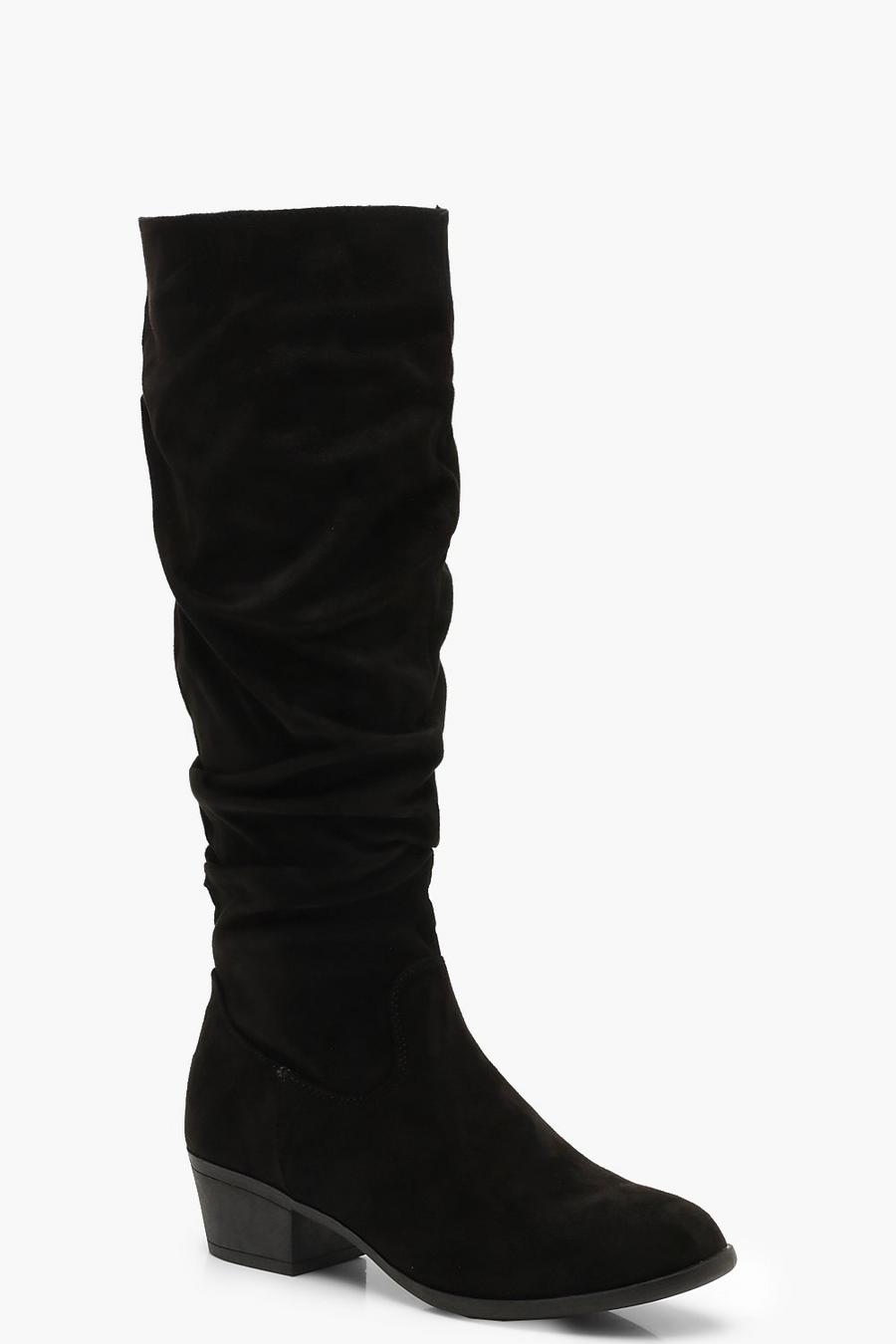 Botas de caña alta holgadas de tacón grueso, Negro image number 1