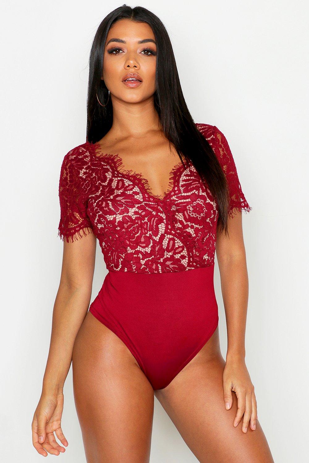 Eyelash lace 2025 bodysuit boohoo