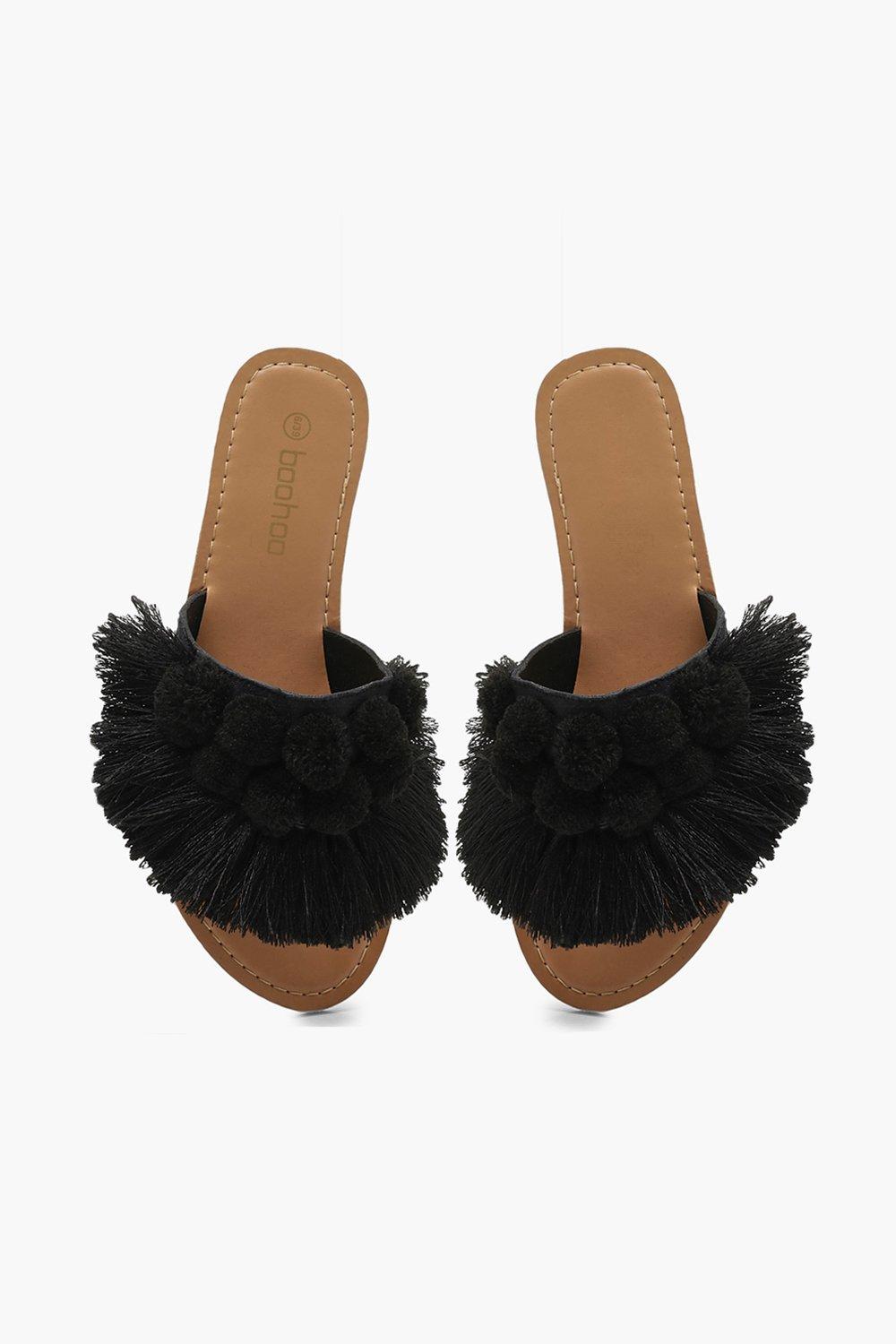 boohoo pom pom sandals