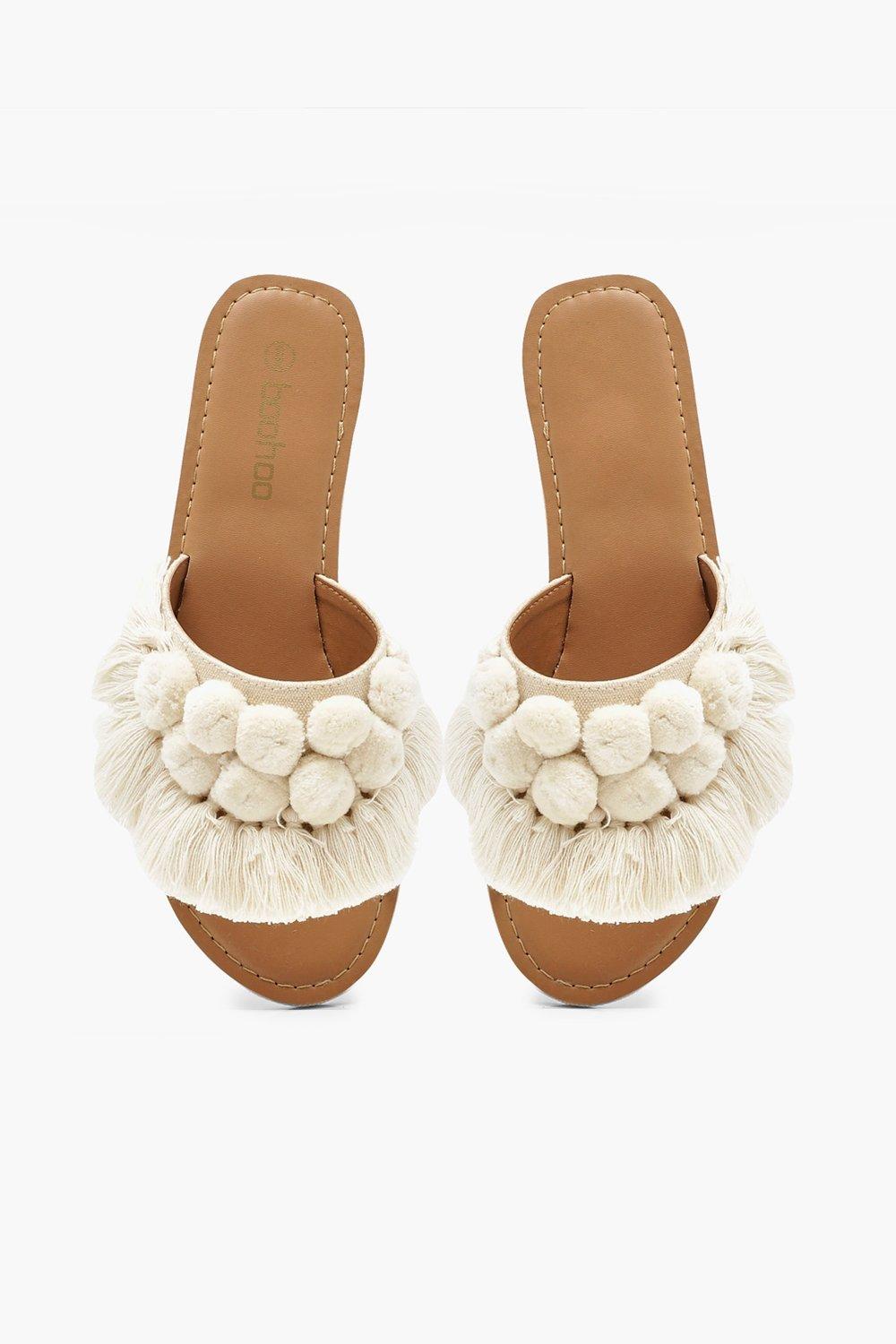 Boohoo pom pom store sandals