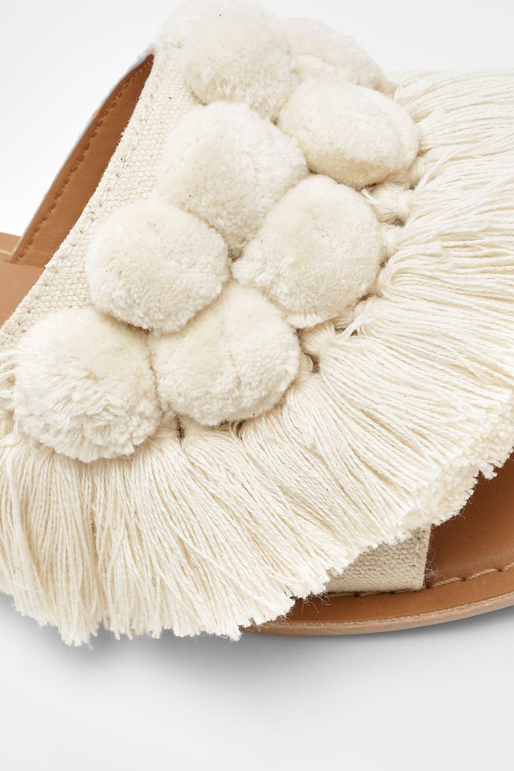 Boohoo pom pom sandals deals
