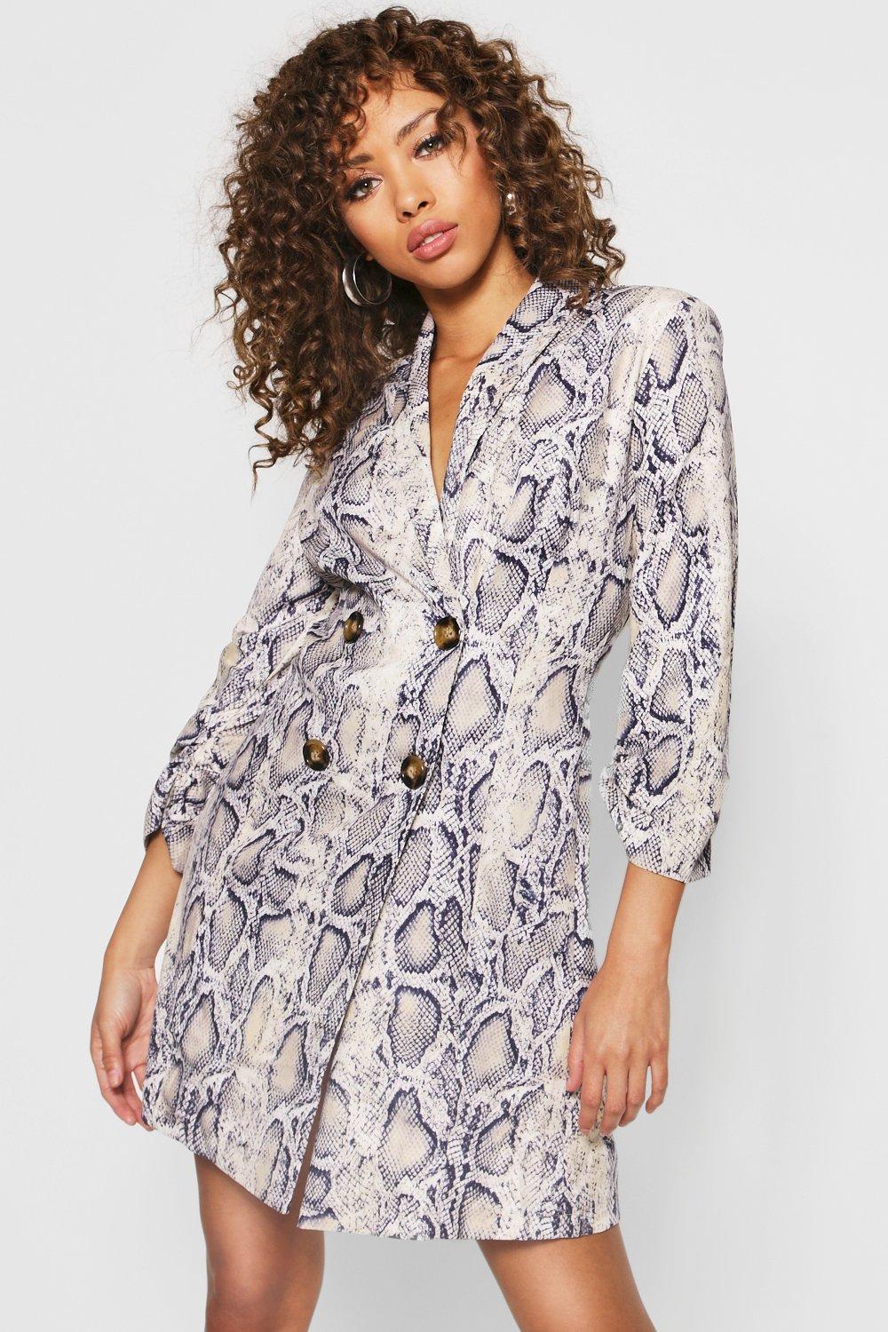 Boohoo snake print hot sale shirt dress