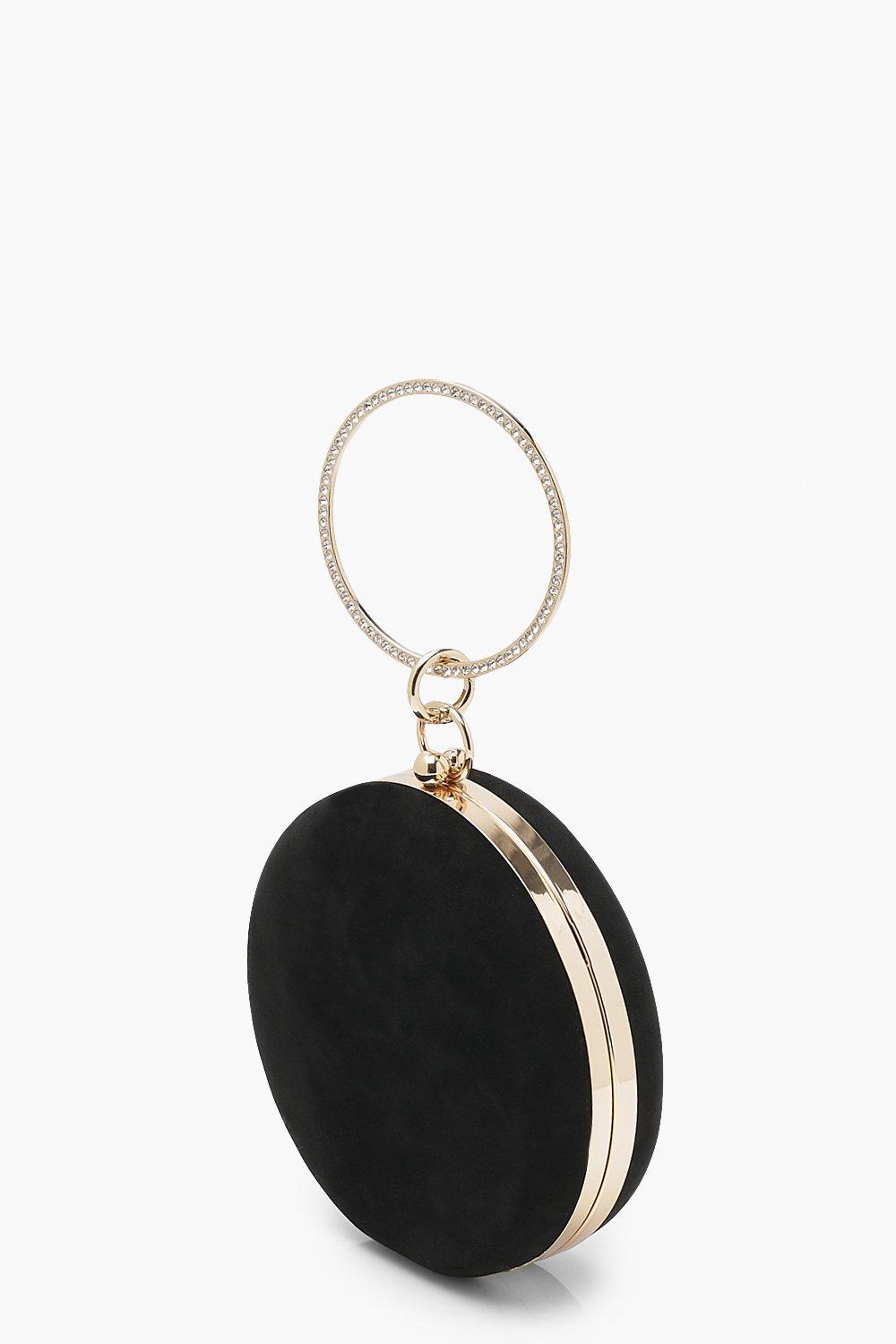 Black round hot sale clutch bag