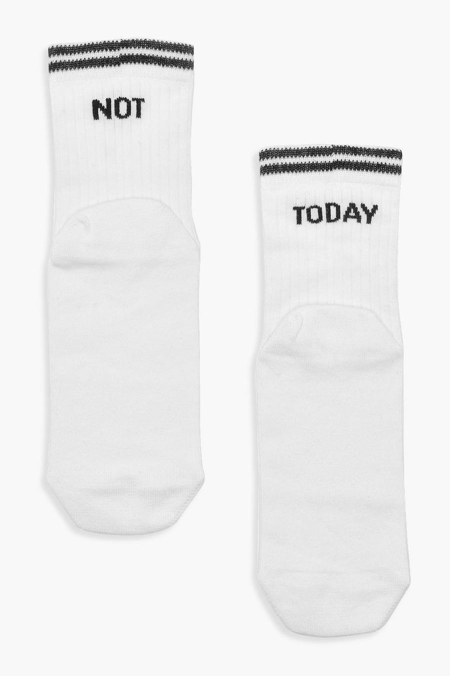 'Not Today' Slogan Sport Stripe Socks image number 1
