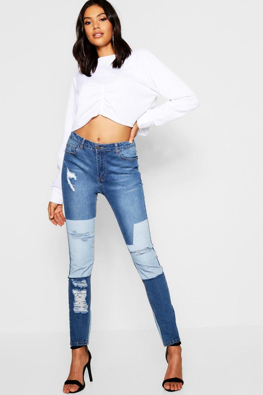 Mid blue Mid Rise Two Tone Jeans image number 1