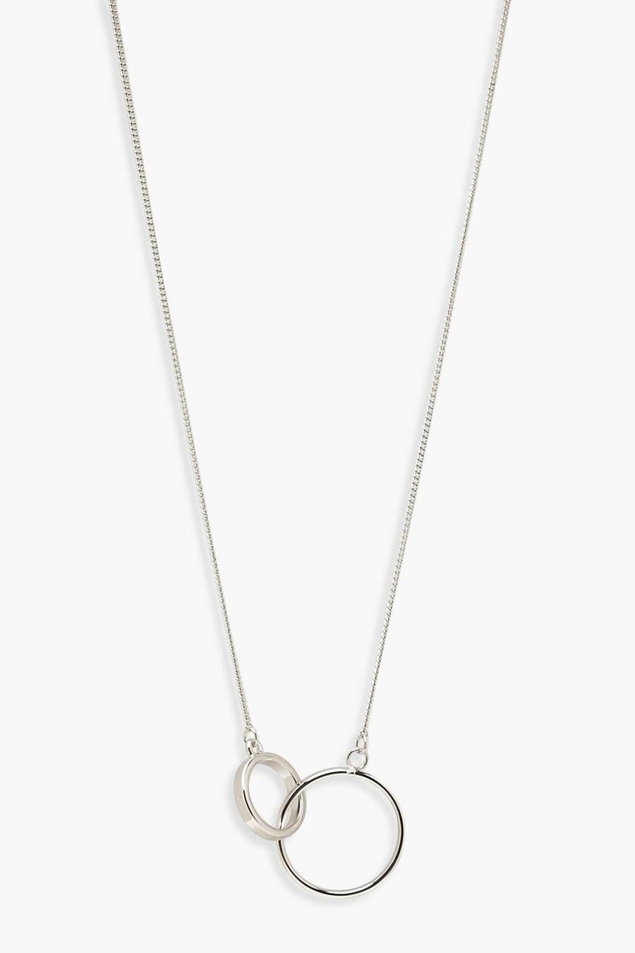 Collana semplice con pendenti ad anello connessi, Argento silver