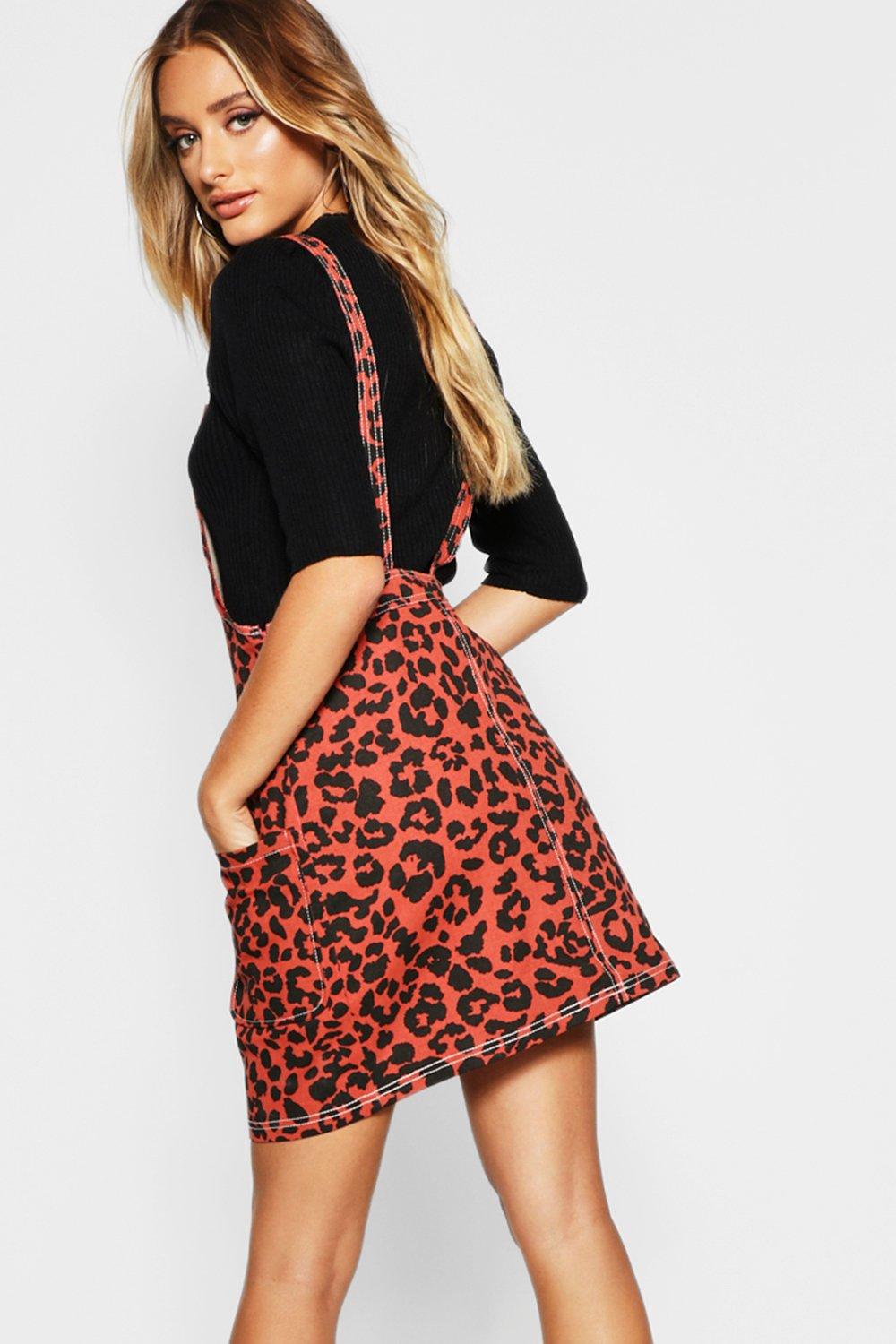 Leopard hot sale dungaree dress