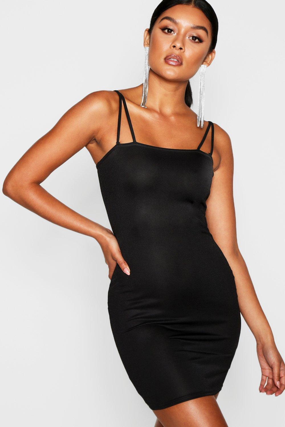 boohoo black strappy dress