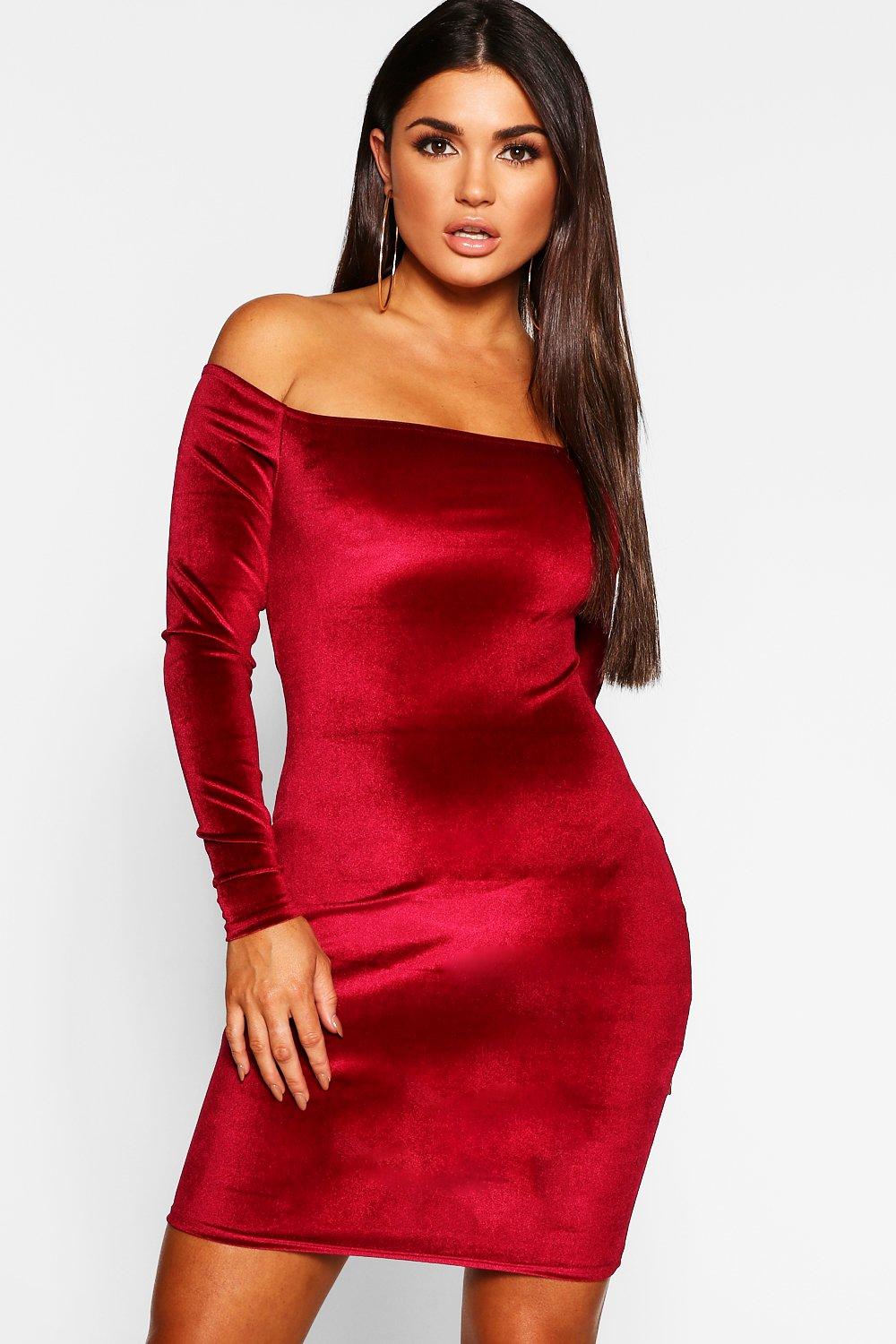 off the shoulder long bodycon dress