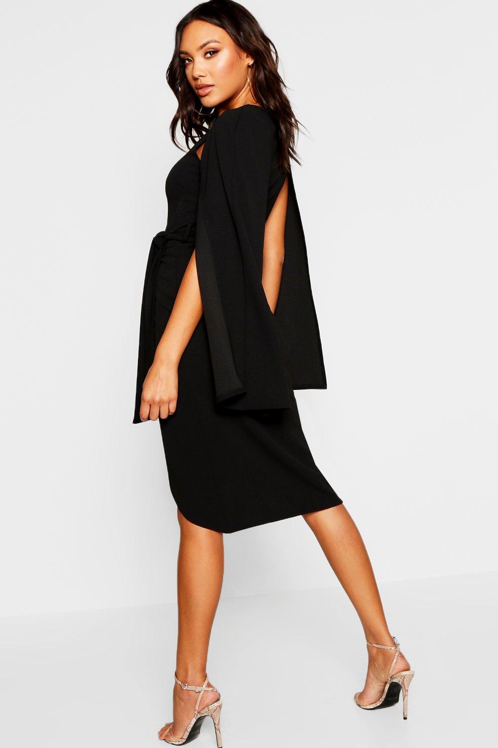 Boohoo cape best sale sleeve dress