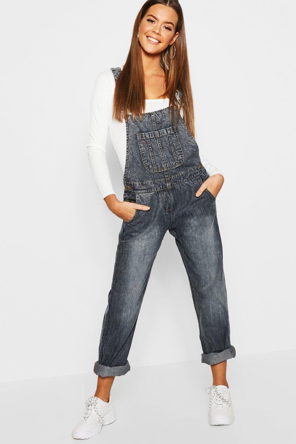 relaxed fit denim overalls