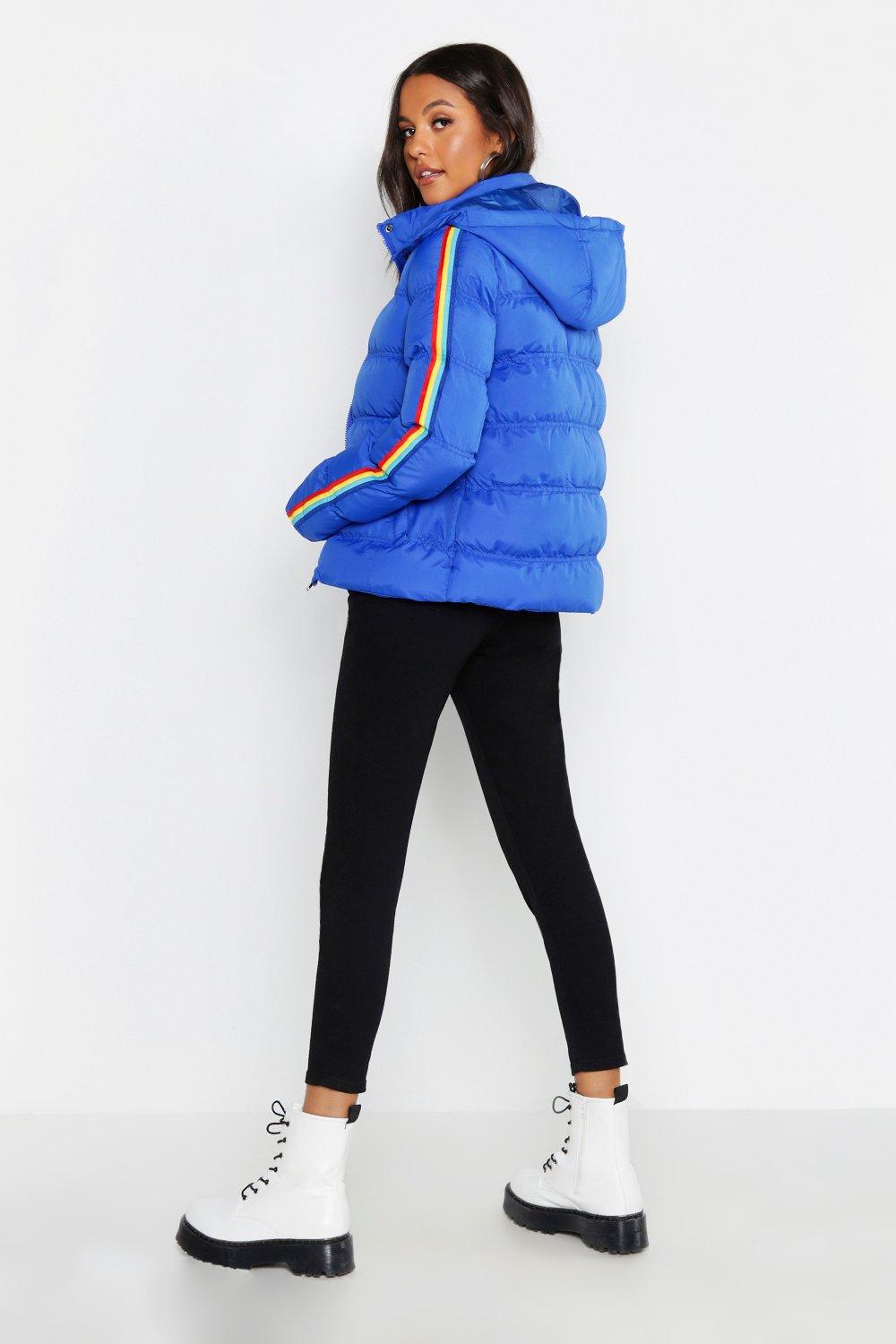 Rainbow Stripe Puffer Jacket