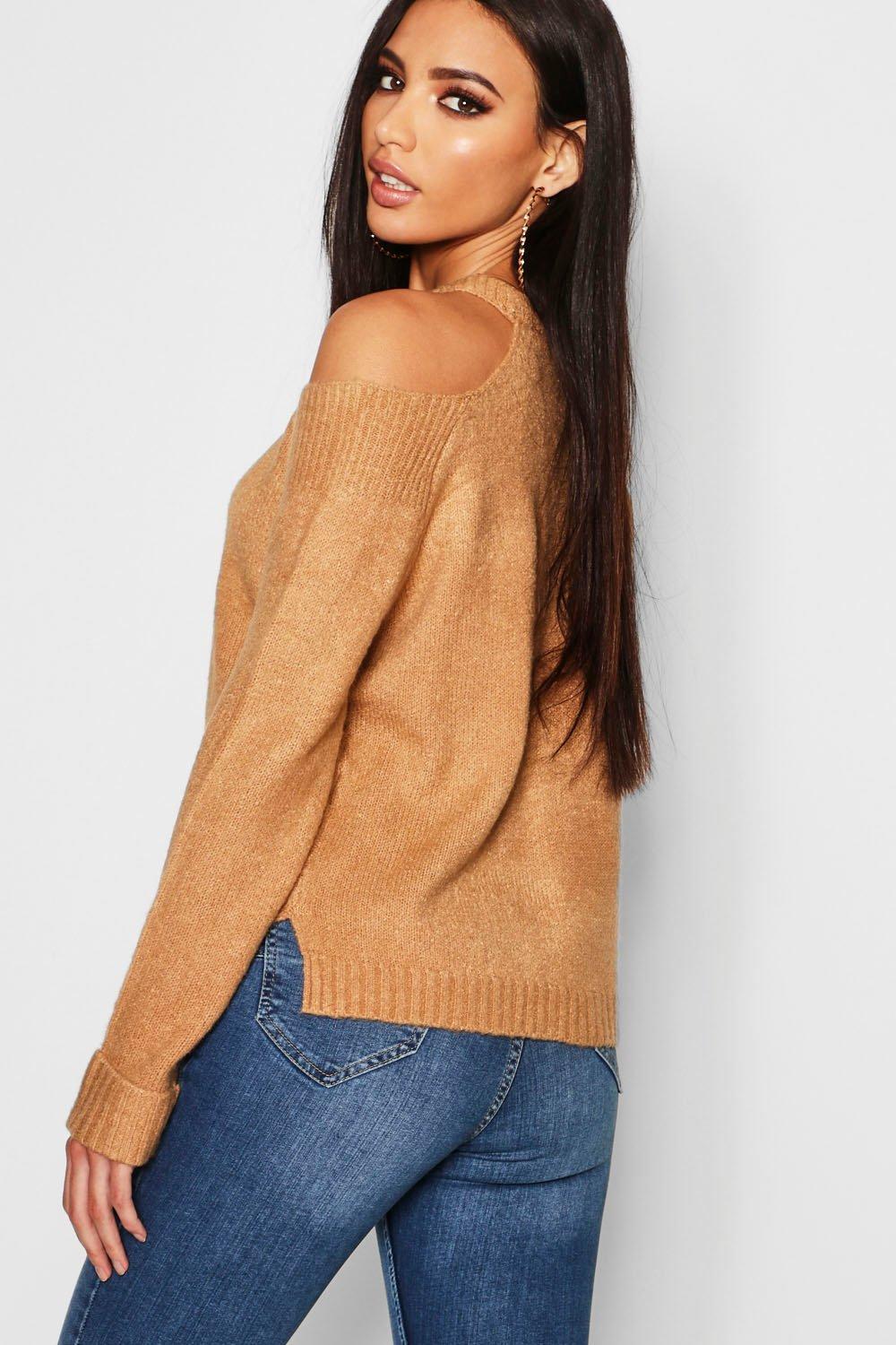 Boohoo cold shoulder discount jumper