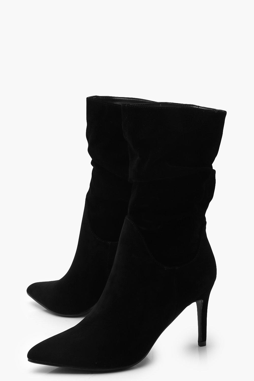 Slouched Stiletto Heeled Calf Boots boohoo USA