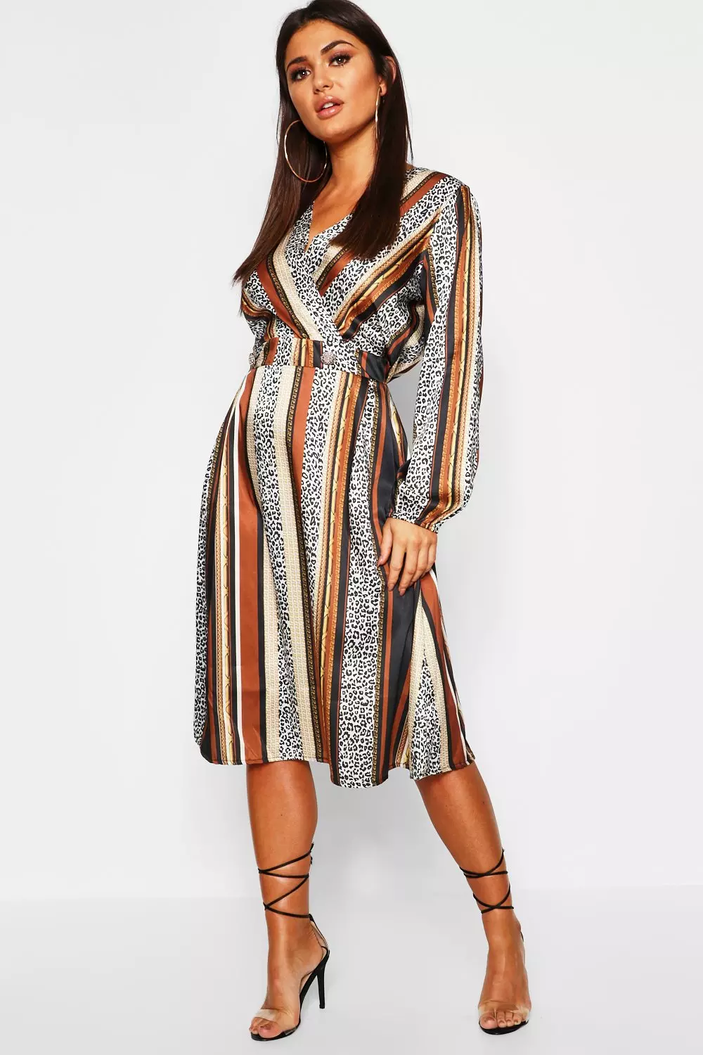 Stripe button on sale front midi dress