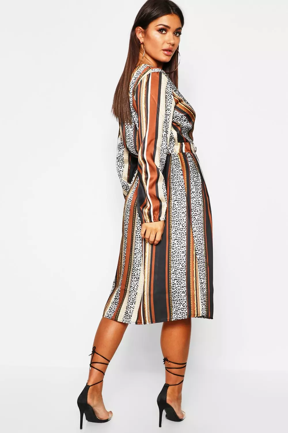 Stripe button 2025 front midi dress