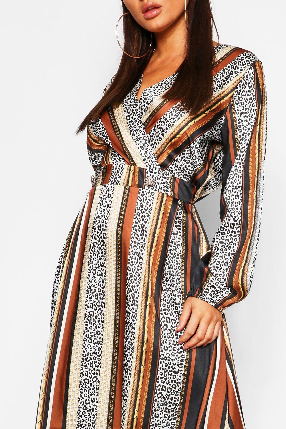 stripe button front midi dress